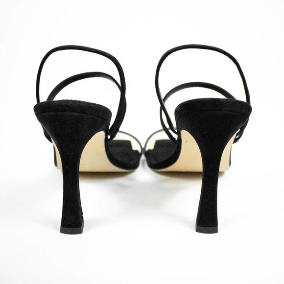 Good American Black Suede Strappy Slingback High Heels Square Toe Womens 10 - Picture 4 of 7